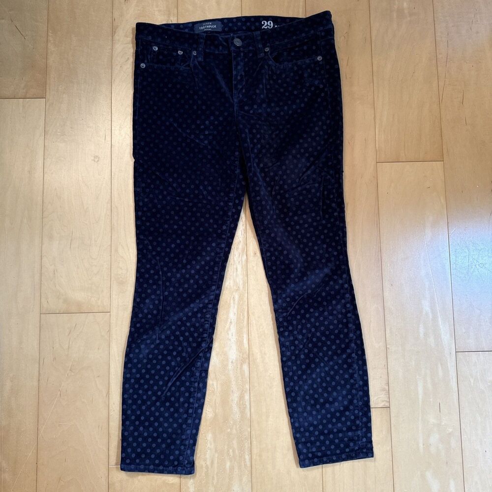 POLKADOT ANKLE JEANS J Crew Toothpick Size 29 Inch Ankle Jean Velvet Stretch